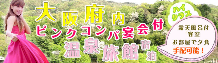 大阪府内ピンクコンパニオン宴会付温泉旅館宿泊ハイクラス!露天風呂付客室お部屋で夕食手配可能!