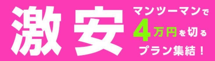 マンツーマンでお一人様4万円をきる破格のプラン終結!激安